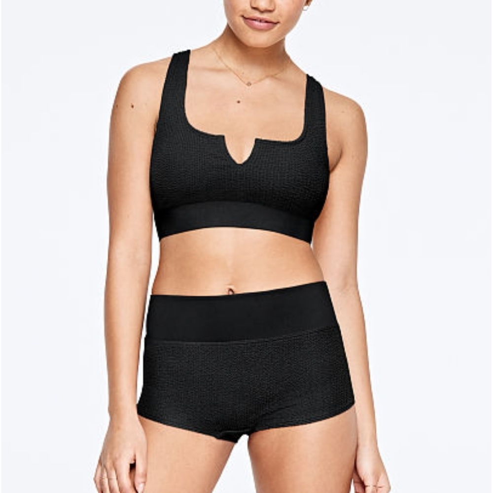 Pink gym to swim notch top shortie set